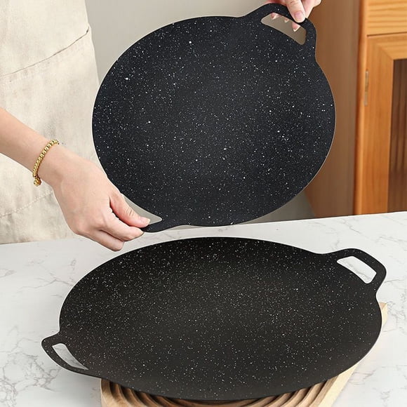 Meitianfacai Grill/Griddle, Cast Iron Multi-Griddle Grill, Non-Stick Family Pan Cookware with Handles, Flat Top Plate for BBQ, Gas Grill