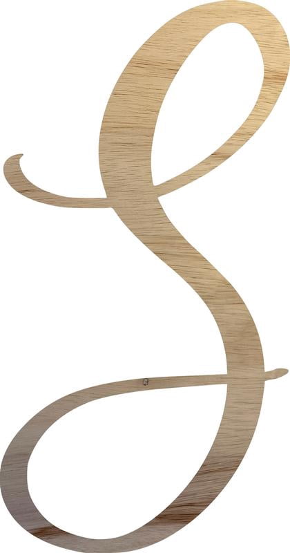 Unpainted Wood Letter S Craft, Paintable 5'' Tall Wood Alphabet Letter, DIY Nicholia Script Font