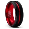 thumbnail image 1 of Bague pour Homme en Carbure de Tungstène Rainurée Alliance Intérieur Couleur 8 mm Bleu Rouge Vert Rouge, 1 of 3