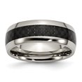 thumbnail image 1 of Titanium Polished w/Black Carbon Fiber Inlay 8mm Band Size 9, 1 of 6