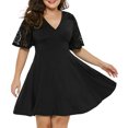 thumbnail image 1 of Ketyyh-chn99 Robes de Printemps pour Femmes Grande Taille Robe Élégante pour Femme Robe de Fête Robe de Plage Robe Décontractée d'Automne Ample Mini Robe Noir,4TG, 1 of 5