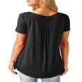 thumbnail image 2 of CHOK Women T Shirts Short Sleeve Round Neck Button Up Tunic Tops (White  XL), 2 of 4