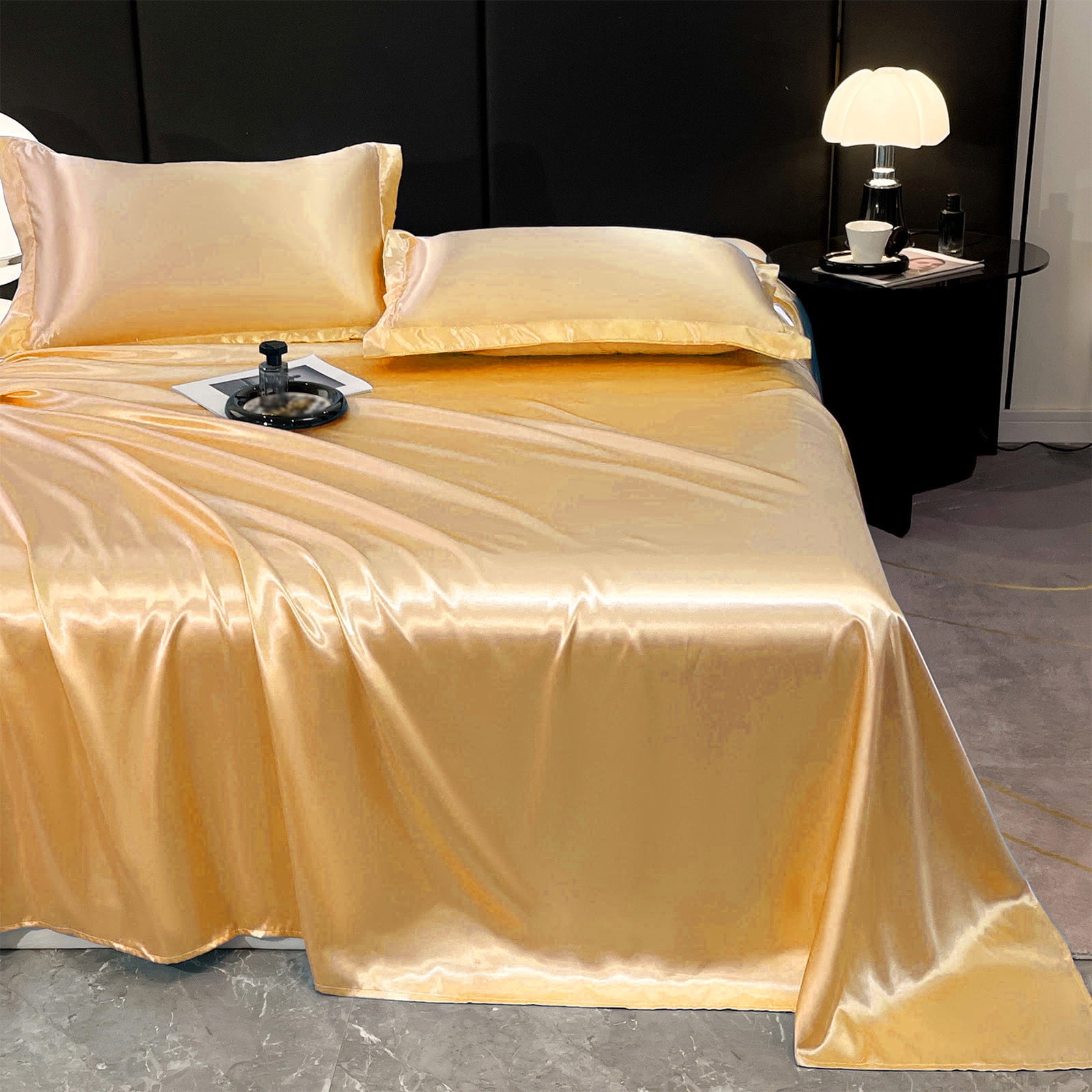 Ice Silk Bed Sheet Set, 3 Piece Cooling Bedding, Breathable All-Season Sheets, Washable Pillowcases Comforter, Satin-Luxury Sleep Solution, Hypoallergenic Bed Linens