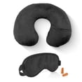 thumbnail image 1 of Travel Smart by Conair Inflatable Fleece Neck Pillow & Eye Mask Set, 1 of 3