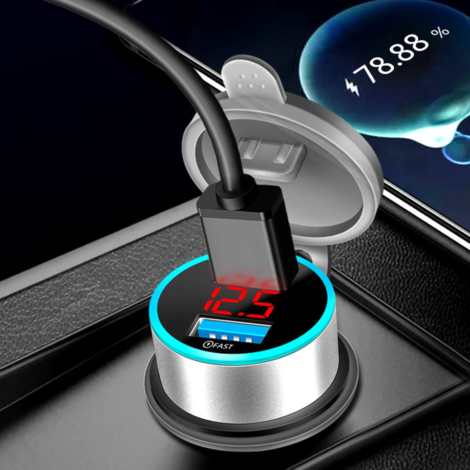 Danhjin Cars Chargers Car Motorcycle Modified Car Charger Super Fast Charger Usb Digital Display