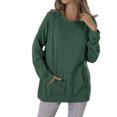 thumbnail image 2 of CEHVOM Chandail en Molleton Décontracté pour Femmes Couleur Unie Col Rond Ample avec Poche Manches Longues en Liquidation, 2 of 6