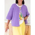 thumbnail image 3 of FOCUSNORM Cardigan Tricoté pour Femmes Automne Manches Mi-Longues Col Rond Couleur Unie Boutonné Tricoté, 3 of 7