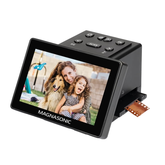 Magnasonic All-in-One 25MP Film Scanner with Large 5" Display & HDMI, Converts 35mm/126/110/Super 8 Film & 135/126/110 Slides into Digital Photos, Built-in Memory (FS70)