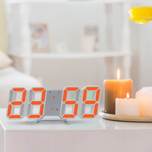 Fridja Liquidation d'Été Réveil Numérique à DEL, Horloge Murale pour Adolescents, Mode Nuit Réglable Horloge Électronique de Table Horloge Murale pour Salon, Chambre et Bureau, 9,3 Pouces X 3,3 Pouces, Orange