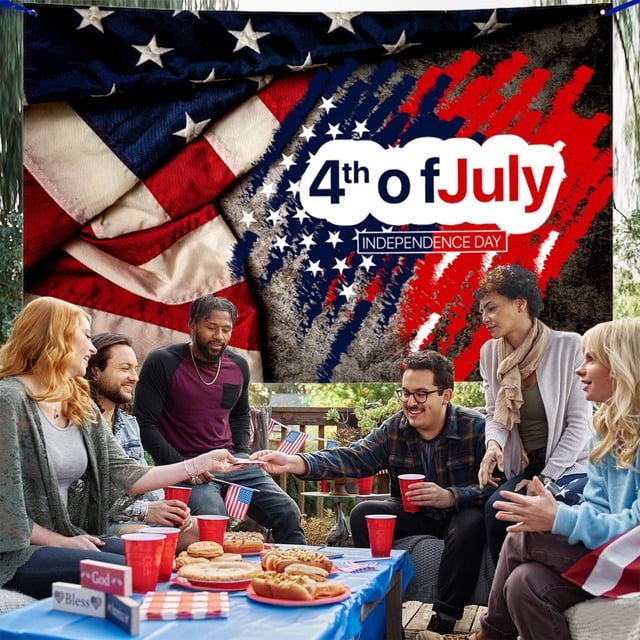 Meitianfacai Independence Day Decorations Congratulations Independence Day Banner Holiday Party Decorations Hanging Flags Patriotic Decorations Photo Backdrops