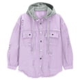thumbnail image 4 of RXMEKW Womens Shirts Casual, Solid Color Denim Jacket with Detachable Hood, 4 of 9