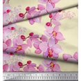 thumbnail image 2 of Soimoi Satin Silk Fabric Bird & Orchids Flower Fabric Prints By Yard 42 Inch Wide, 2 of 3
