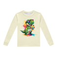 thumbnail image 5 of Pyjama pour Garçons, Imprimé Dinosaure, Col Rond, Manches Longues, Haut et Pantalon, Ensemble de Pyjama 2 Pcs pour le Printemps et l'Automne, Pyjamas pour Enfants, Beige, 8 Ans-9 Ans, 5 of 5
