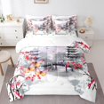 thumbnail image 1 of YST Cherry Blossoms and Butterflies 7-Piece Comforter Set, Full, Pink, Grey Ink Painting, Japanese Style, Mount Fuji, 1 of 4