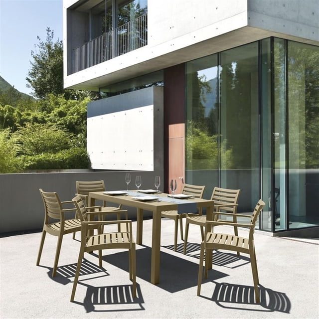 Compamia Artemis Ensemble de Salle à Manger de Patio 7 Pcs, Taupe