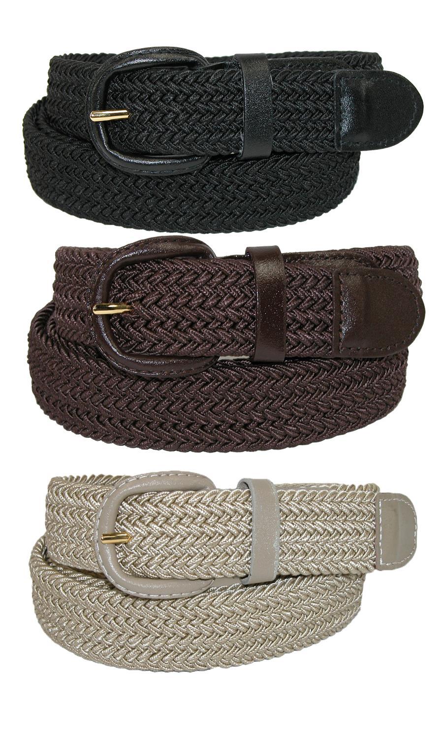 CTM® Ceinture Tressée Élastique Extensible (Lot de 3 Couleurs) (pour Hommes)