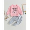 thumbnail image 2 of Faithtur Toddler Girls 2PCS Pants Sets Long Sleeve Letter Print Pullover Tops and Drawstring Pants Sets, 2 of 8