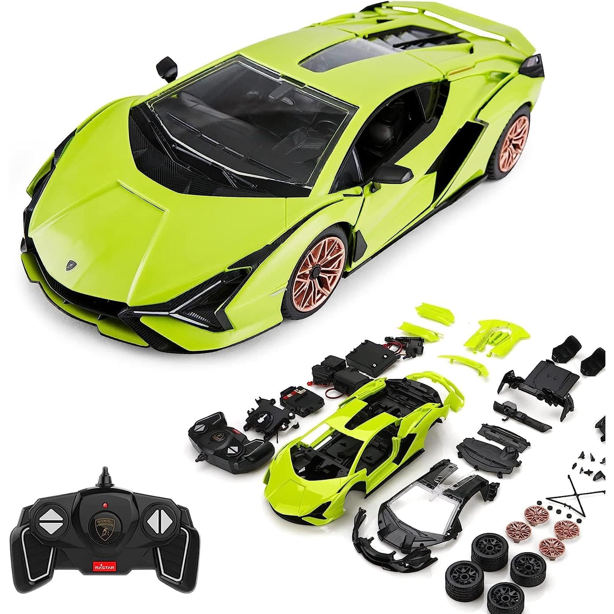 Kit De Montage Rastar Lamborghini Sian 1:18 – 64 Pièces + Télécommande 2.4 GHz – Dès 8 Ans – Licence Officielle