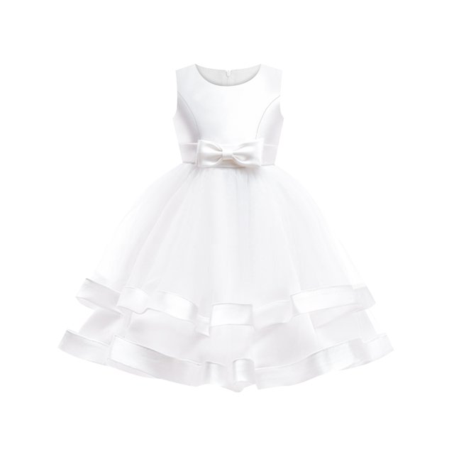 Girls Dress Sleeveless White Ball Gown Wedding Party Pageant 6 Years