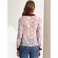 thumbnail image 3 of INSPIRE CHIC Women's Contrast Color Collar See Through Floral Blouse, 3 of 6