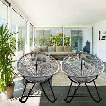 Chaise longue à bascule Costa en gris, chaise longue en fil de fer, chaise longue en plastique, chaise longue de plage, salon intérieur-extérieur, Acapulco, chaise, hamac tressé, rotin, chaise longue