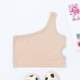 thumbnail image 2 of GPOECD Girls Dance Tank Top One Shoulder Racerback Crop Top Sleeveless Athletic Wear For Ballet Gymnastics Performance Khaki,3-4 Years, 2 of 9
