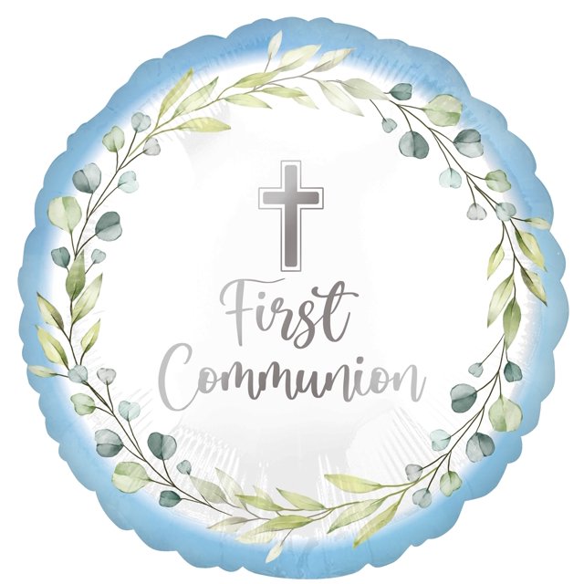 Ballon en Feuille Bleue « My First Communion » Accrocheur, Temps de Flottaison Supérieur