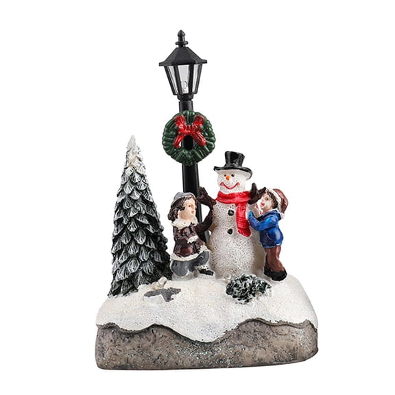Scène de Noël Maisons de Village Figurines Ensembles Modernes Micro Paysage Résine pour Noël - Arbre de Noël