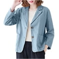 thumbnail image 2 of EGNMCR Veste à Manches Longues pour Femmes, Manteau et Vestes Décontractés Sans Capuche à Manches Longues pour Femmes, Veste Cardigan Courte en Lin à Col Rabattable à Manches 3/4, Petit Complet, Haut Veste pour Femmes, Chemisier à Carreaux, 2 of 9