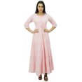 thumbnail image 1 of Bimba Women's 3/4 Sleeve Summer Cotton Maxi Dress Drawstring Waist, 1 of 6
