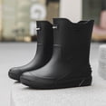 thumbnail image 2 of Black Mens Rain Boots With Solid Color Letter Design Waterproof Low Top Rubber Comfortable For Spring Summer Casual Outdoor Wear Size 42, 2 of 9