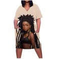 thumbnail image 2 of Robes d'Été Grande Taille pour Femmes 2024 Robe pour Col en V Décontractée Robes Soleil Poche Genou Manches Courtes avec Poches Économisez jusqu'à 65 % de Rabais!, 2 of 5
