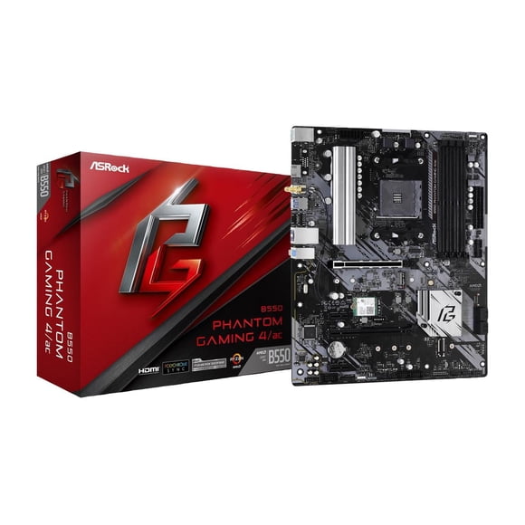 Asrock B550PHANTOMGAMING4AC B550 Phantom Gaming 4 Ac Socket Am4/ Amd B550/ Ddr4/ Quad Crossfirex/ Sata3&usb3.2/ Wifi&bluetooth/ M.2/ Atx Motherboard