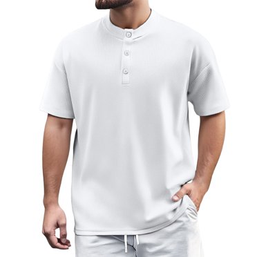 Hiiyo T-Shirt de Sport à Manches Courtes pour Homme, Couleur Unie, Col Ras du Cou, sous-Vêtement, Blanc