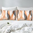 thumbnail image 4 of Erosebridal Orange Abstract Full Sheet Sets, Chic Minimalism Bedding Full Size, Geometric Stripe Decor 4pcs, 4 of 7