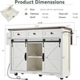 thumbnail image 4 of Farmhouse Kitchen Island with Power Outlet, 2 Sliding Barn Door and Drop Leaf, Spice Rack Rolling Kitchen Cart on Wheels for Home and Dining Room (White), 4 of 9