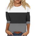 thumbnail image 1 of Birdeem Blouse pour Femmes Mode Blouses Amples à Blocs de Couleur Imprimé T-Shirt à Manches 3/4 Col Rond, 1 of 1