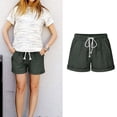 thumbnail image 2 of Dealovy Womens Cotton Linen Shorts Drawstring High Rise Solid Color Summer Lighjtweight Beach Shorts, 2 of 6