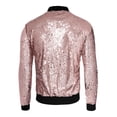thumbnail image 3 of INSPIRE CHIC Vestes pour Hommes Manches Longues Fermeture Éclair Blouson Bomber Pailleté Manteaux m Rose Or, 3 of 7