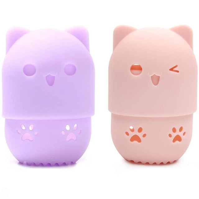 Makeup Sponge Holder, 2 Pcs. Makeup Blender Sponge Case, Cute Cat