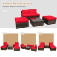 thumbnail image 3 of Patiojoy 5-Piece Outdoor Rattan Wicker Sofa Set Lounge Chair with Red Cushions, 3 of 9