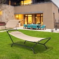 thumbnail image 4 of Gymax Chaise Lounge Bed w/ Detachable Sunshade Canopy Hammock w/ Rustproof Metal Stand Beige, 4 of 10