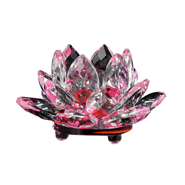 Birdeem Colored Crystal Glass Lotus Candle Tea Lamp Holder Buddhist Candle