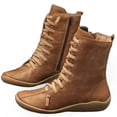 thumbnail image 1 of LSLJS Bottes en Cuir pour Femmes à Bout Rond Style Coréen, Fermeture Éclair Latérale, Talon Bas Épais et Chaud, Chaussures pour Femmes, Bottines et Bottes pour Femmes, Bottes pour Femmes, 1 of 4