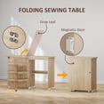 thumbnail image 4 of HOMCOM Folding Sewing Table Mobile Sewing Machine Cabinet Nature Wood, 4 of 10