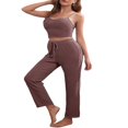 thumbnail image 3 of Women‘s 3 Piece Lounge Set Pajama Set Sweatsuits Open Front Cardigan Tank Tops Wide Legs Pants Outfits, 3 of 5