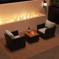 thumbnail image 1 of Costway Ensemble de Mobilier de Patio en Rotin 3 Pcs Canapé Coussiné Table de Rangement avec Dessus en Bois Blanc, 1 of 10