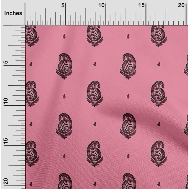 oneOone Cotton Flex Fabric Paisley Block Printed Craft Fabric BTY 40 Inch Wide