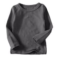 thumbnail image 1 of DPTALR Toddler Kids Boys Girls Shirts Solid Color Round Neck Long Sleeve Top, 1 of 5