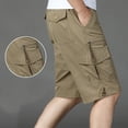 thumbnail image 4 of QATAINLAV Short Cargo pour Hommes Taille Extensible Short de Randonnée Pantalon Court Léger Multi-Poches Golf Pêche Travail Short Kaki TTTG Économies du Printemps, 4 of 7